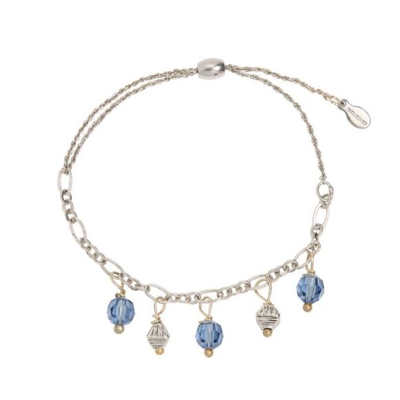 Alex and Ani Swarovski Crystal Pull Chain Bracelet,‎ Silver/Blue, NWT - Picture 2 of 9